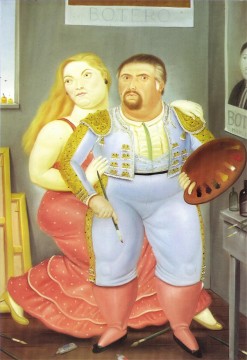 Fernando Botero Painting - Autorretrato con Sofía Fernando Botero
